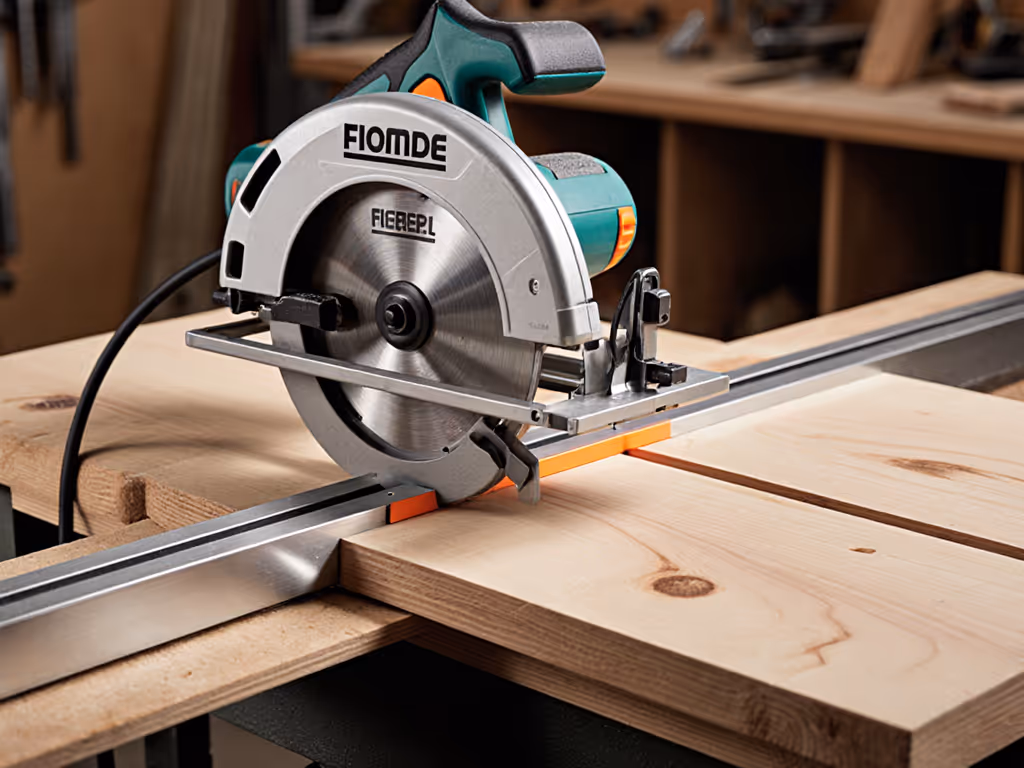circular_saw_clamped_to_straightedge_guide_for_tight_space_cutting